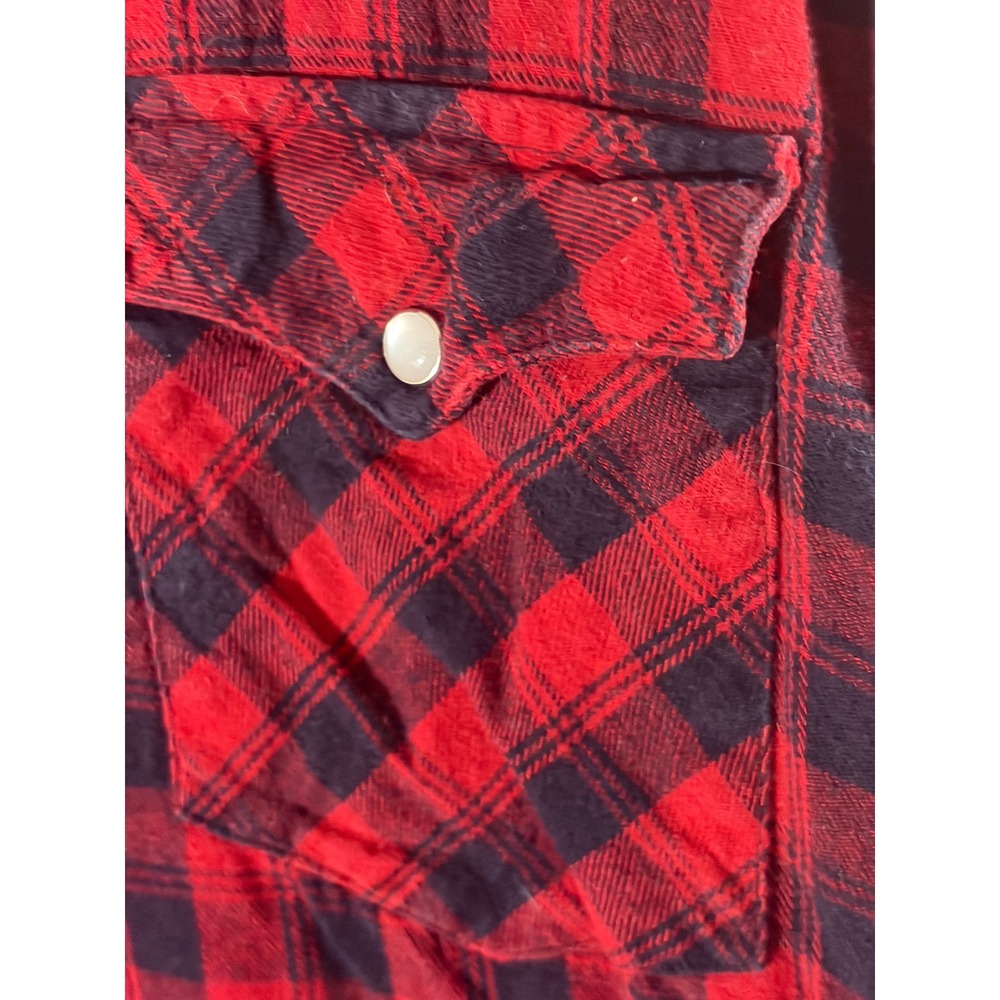 Levi's Western Flannel Shirt Mens XXL Red Black Buffalo‎ Plaid Excellent Snaps - Picture 10 of 12